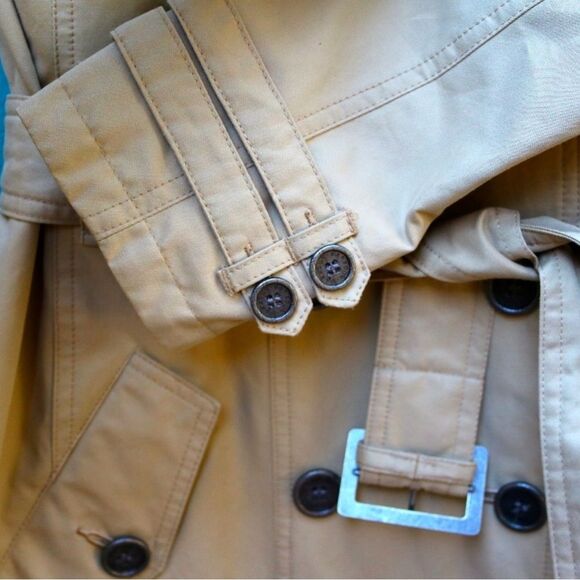 Barbour Tartan Tay Trench Coat In Beige Cream 4 Double Breasted Classic Preppy - Picture 12 of 16